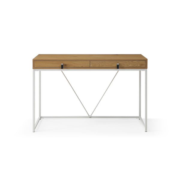 Homeroots 47" Natural And White Writing Desk With Two Drawers Natural,White  543779