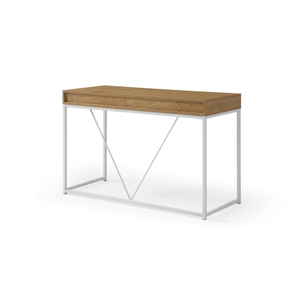 Homeroots 47" Natural And White Writing Desk With Two Drawers Natural,White  543779