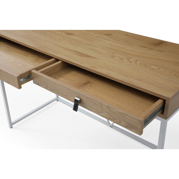 Homeroots 47" Natural And White Writing Desk With Two Drawers Natural,White  543779