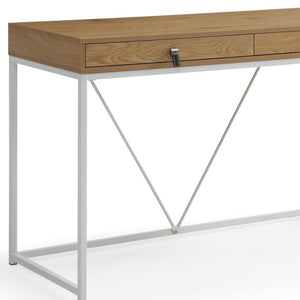 Homeroots 47" Natural And White Writing Desk With Two Drawers Natural,White  543779