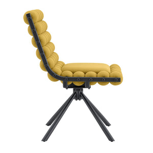 English Elm Cream Dutch Velvet Swivel Chair Tufted Bubble Backrest Glam Armless Accent Seat Black,Yellow W3875P448022