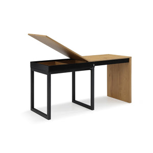 HomeRoots 63" Natural and Black Wood and Metal Writing Desk - Stylish, Spacious, and Durable Workspace Solution 543780