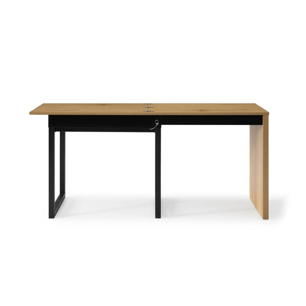 HomeRoots 63" Natural and Black Wood and Metal Writing Desk - Stylish, Spacious, and Durable Workspace Solution 543780