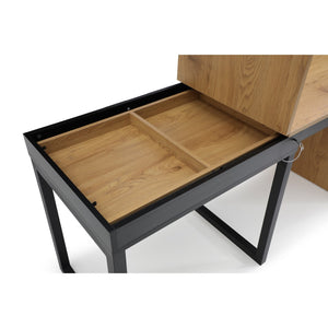 HomeRoots 63" Natural and Black Wood and Metal Writing Desk - Stylish, Spacious, and Durable Workspace Solution 543780