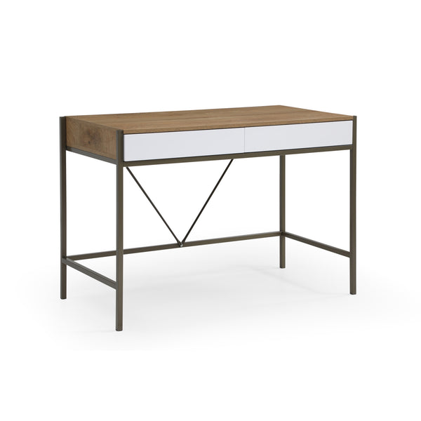 Homeroots 43" Natural And Bronze Writing Desk With Two Drawers Natural,Bronze  543782