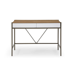 Homeroots 43" Natural And Bronze Writing Desk With Two Drawers Natural,Bronze  543782