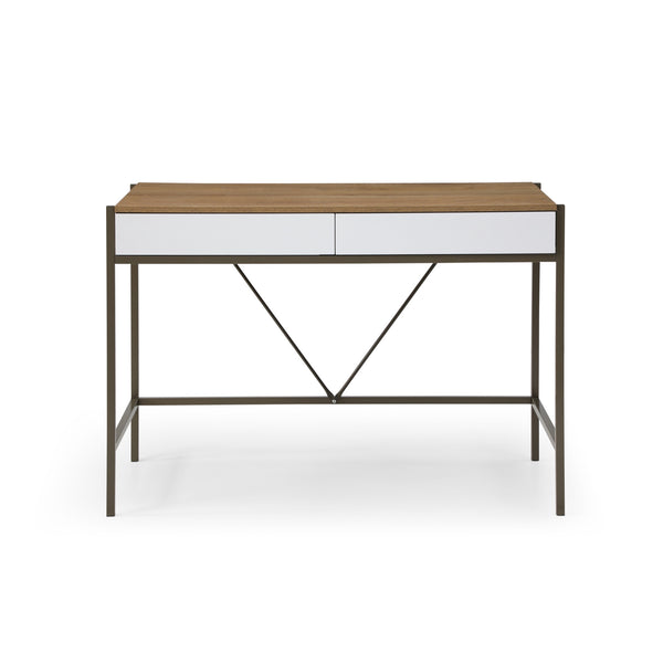 Homeroots 43" Natural And Bronze Writing Desk With Two Drawers Natural,Bronze  543782