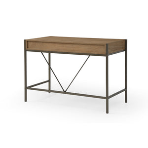 Homeroots 43" Natural And Bronze Writing Desk With Two Drawers Natural,Bronze  543782