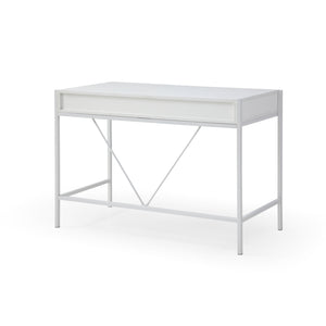 Homeroots 43" White And Gray Writing Desk With Two Drawers White,Grey  543783