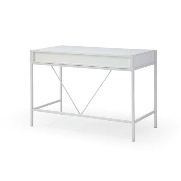 Homeroots 43" White And Gray Writing Desk With Two Drawers White,Grey  543783