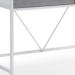 Homeroots 43" White And Gray Writing Desk With Two Drawers White,Grey  543783