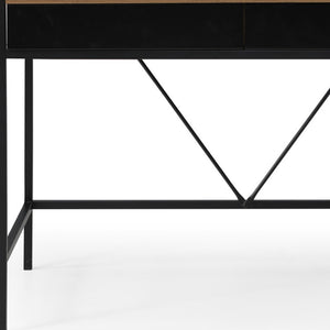 Homeroots 43" Wood Brown And Black Writing Desk With Two Drawers Walnut,Black  543784