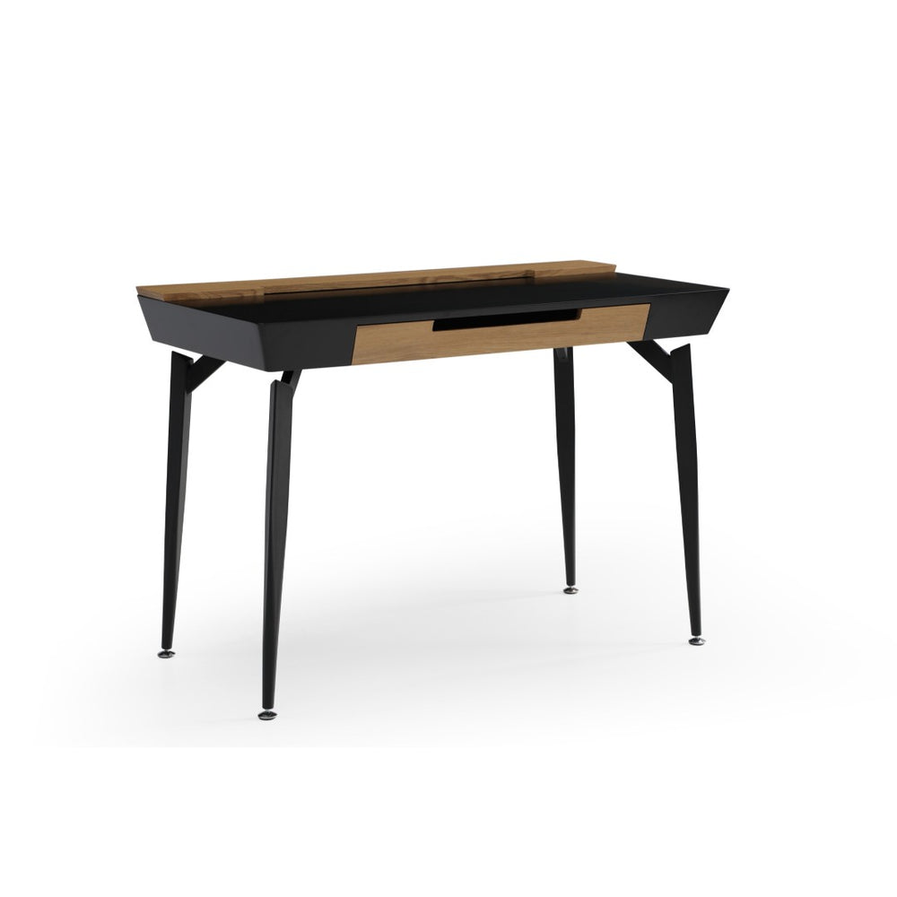 HomeRoots 44" Versatile Writing Desk with Three Drawers for Stylish Home Office Organization and Functionality Black/Natural 543785