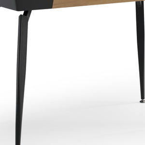 Homeroots 44" Black And Natural Writing Desk With Three Drawers Black,Natural  543785