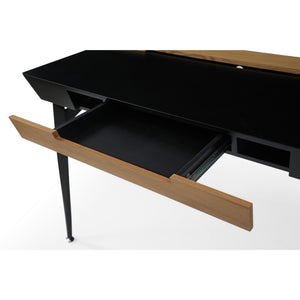 Homeroots 44" Black And Natural Writing Desk With Three Drawers Black,Natural  543785