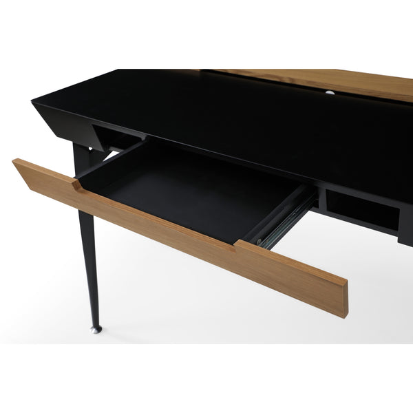 Homeroots 44" Black And Natural Writing Desk With Three Drawers Black,Natural  543785