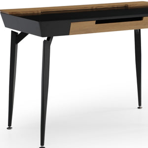 Homeroots 44" Black And Natural Writing Desk With Three Drawers Black,Natural  543785