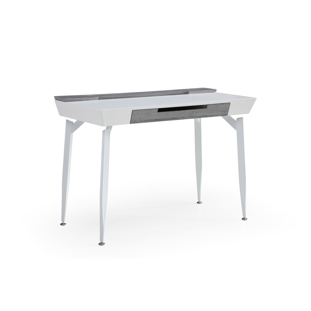 Homeroots 44" White And Gray Writing Desk With Three Drawers White,Grey  543786