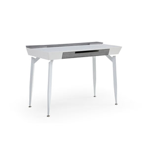 Homeroots 44" White And Gray Writing Desk With Three Drawers White,Grey  543786