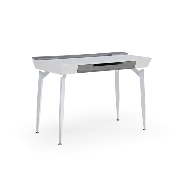 Homeroots 44" White And Gray Writing Desk With Three Drawers White,Grey  543786
