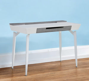 Homeroots 44" White And Gray Writing Desk With Three Drawers White,Grey  543786