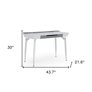 Homeroots 44" White And Gray Writing Desk With Three Drawers White,Grey  543786