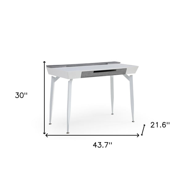 Homeroots 44" White And Gray Writing Desk With Three Drawers White,Grey  543786