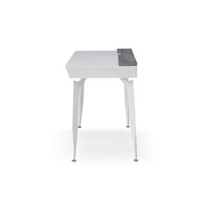 Homeroots 44" White And Gray Writing Desk With Three Drawers White,Grey  543786