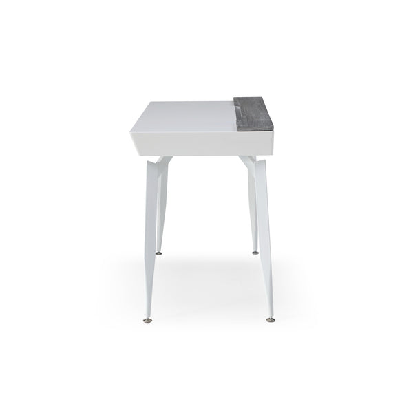 Homeroots 44" White And Gray Writing Desk With Three Drawers White,Grey  543786