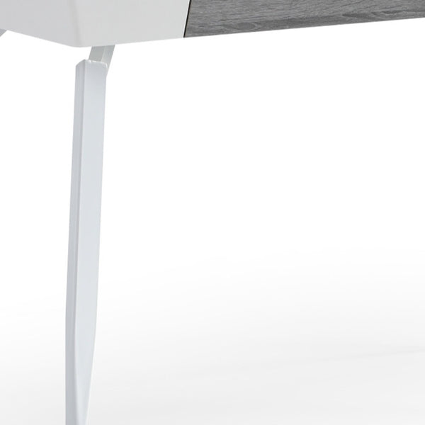Homeroots 44" White And Gray Writing Desk With Three Drawers White,Grey  543786