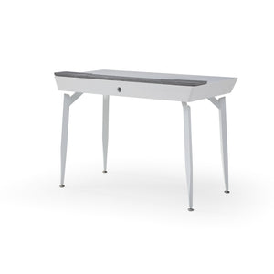 Homeroots 44" White And Gray Writing Desk With Three Drawers White,Grey  543786