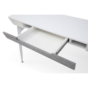 Homeroots 44" White And Gray Writing Desk With Three Drawers White,Grey  543786
