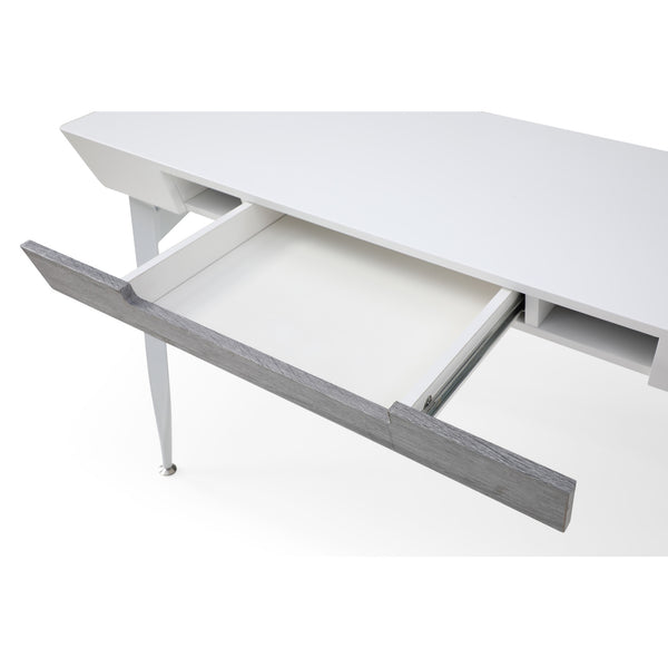 Homeroots 44" White And Gray Writing Desk With Three Drawers White,Grey  543786