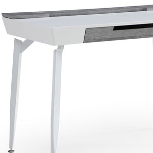Homeroots 44" White And Gray Writing Desk With Three Drawers White,Grey  543786