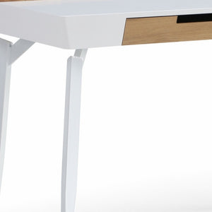 Homeroots 44" White And Natural Writing Desk With Three Drawers White,Natural  543787