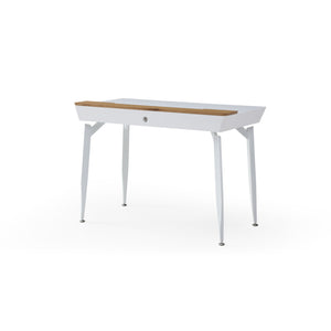 Homeroots 44" White And Natural Writing Desk With Three Drawers White,Natural  543787