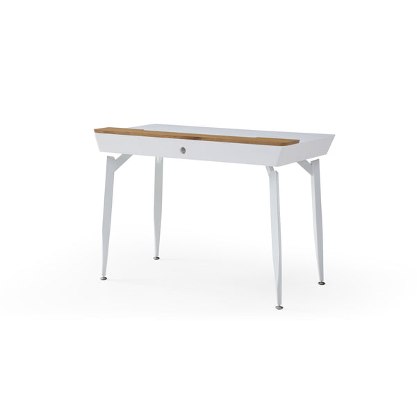 Homeroots 44" White And Natural Writing Desk With Three Drawers White,Natural  543787
