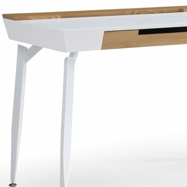 Homeroots 44" White And Natural Writing Desk With Three Drawers White,Natural  543787