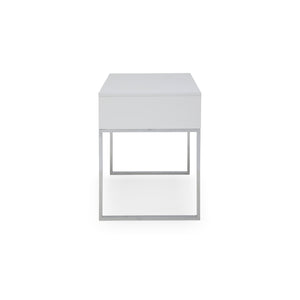 Homeroots 47" White And Silver Writing Desk With Two Drawers White,Silver  543789