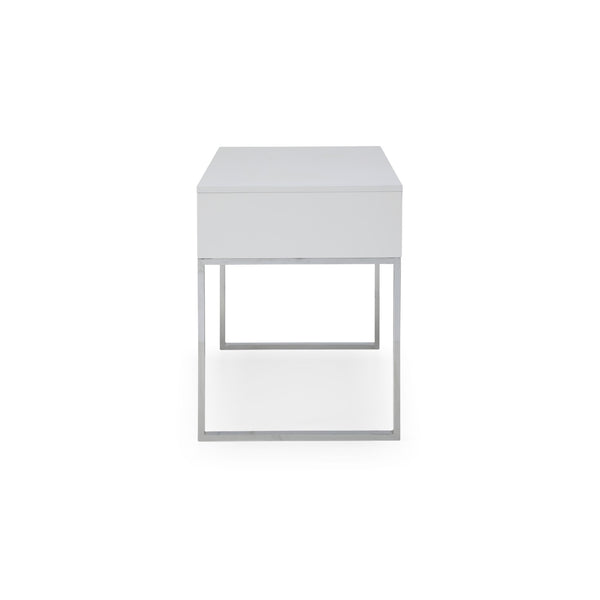 Homeroots 47" White And Silver Writing Desk With Two Drawers White,Silver  543789