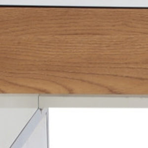 Homeroots 47" White And Silver Writing Desk With Two Drawers White,Silver  543789