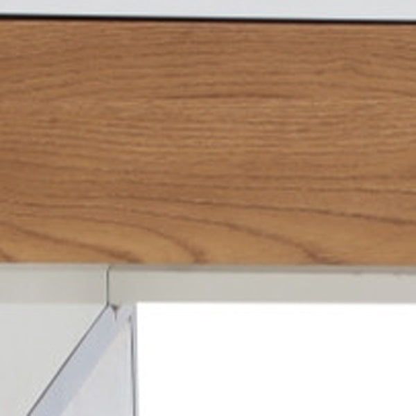 Homeroots 47" White And Silver Writing Desk With Two Drawers White,Silver  543789