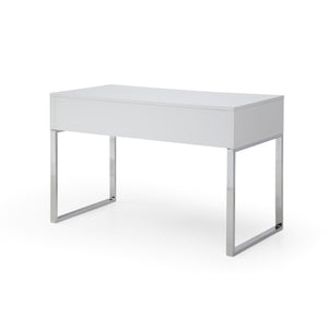 Homeroots 47" White And Silver Writing Desk With Two Drawers White,Silver  543789