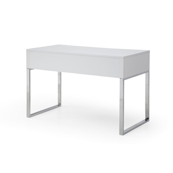Homeroots 47" White And Silver Writing Desk With Two Drawers White,Silver  543789