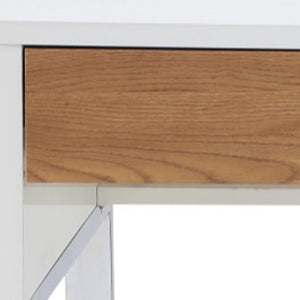 Homeroots 47" White And Silver Writing Desk With Two Drawers White,Silver  543789