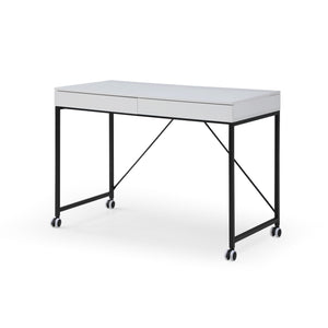 Homeroots 43" White And Black Writing Desk With Two Drawers White,Black  543790