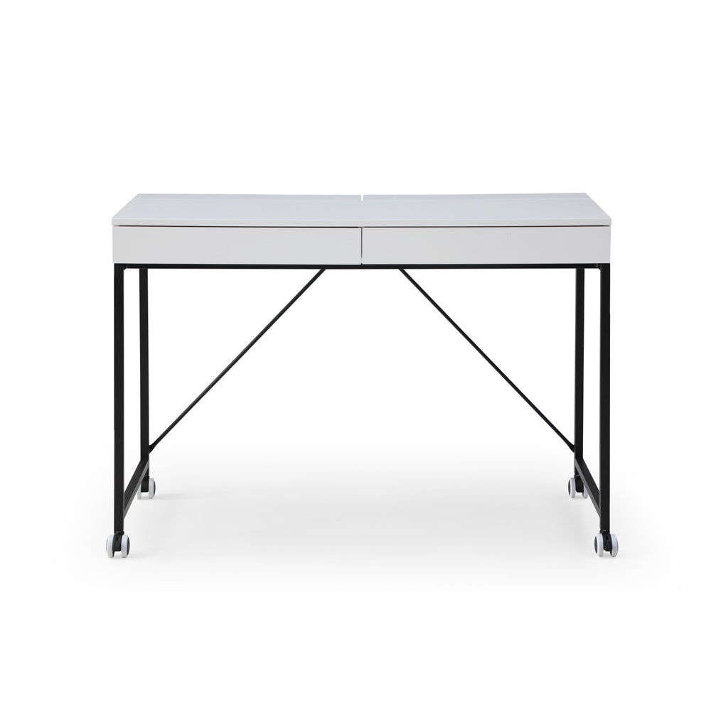 Homeroots 43" White And Black Writing Desk With Two Drawers White,Black  543790