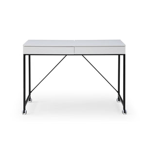 Homeroots 43" White And Black Writing Desk With Two Drawers White,Black  543790