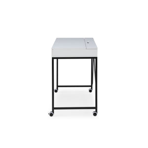 Homeroots 43" White And Black Writing Desk With Two Drawers White,Black  543790