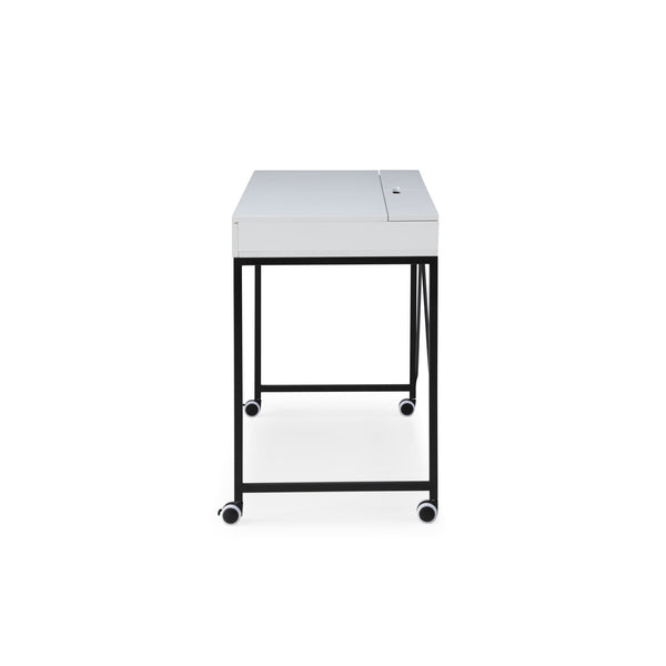 Homeroots 43" White And Black Writing Desk With Two Drawers White,Black  543790